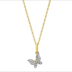 14k gold and diamond butterfly necklace